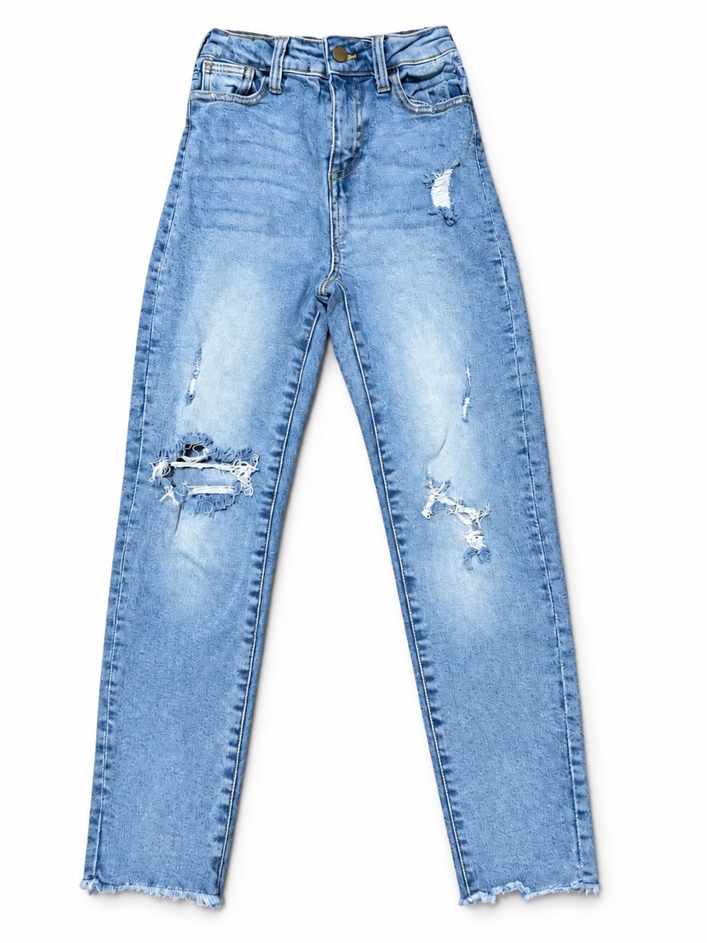 Kendall + Kylie Distressed Light Wash Jeans Size 0/24 Raw Hem